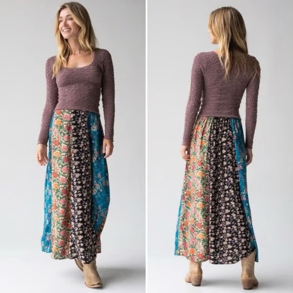 Natural Life Valentina Patchwork Skirt Size Large 🌸